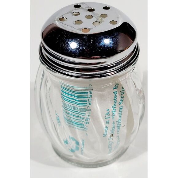 (Set of 1) 6 oz Glass Cheese and Spice Shakers w/ Perforated and Slotted Caps - Picture 3 of 7